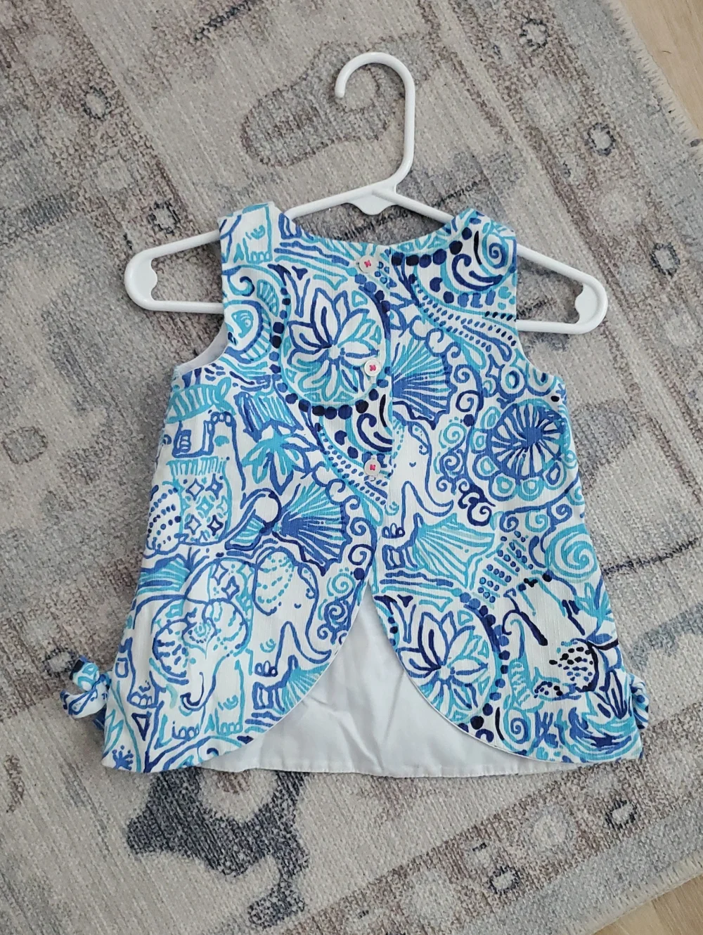 Lilly Pulitzer Baby Girls Blue Coastal Shift Dress Sz6-12m